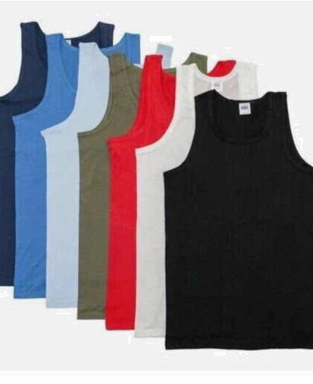 6 Pack Men Vest Top Plain Classic 100% Cotton Vests Summer Training Gym Tank Top
