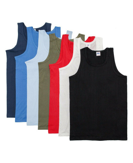 Mens Vest Tops 100% Cotton Plain Classic Vests Summer Training Gym Tank Top Pack